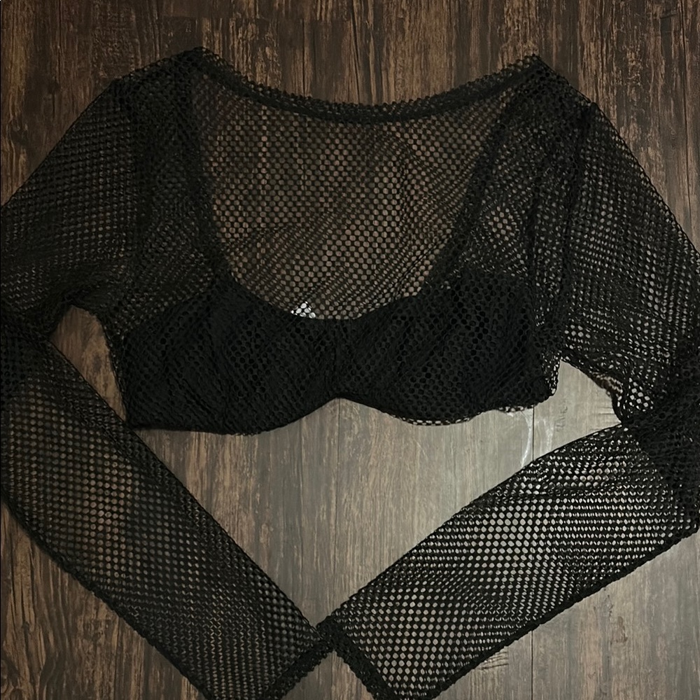Urban Outfitters Black Mesh Crop Top